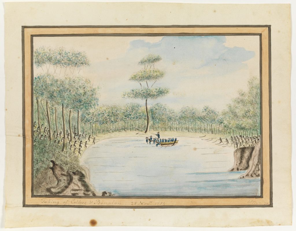 Taking of Colbee (Colebee) and Benalon (Bennelong), Manly Cove 25 November 1789